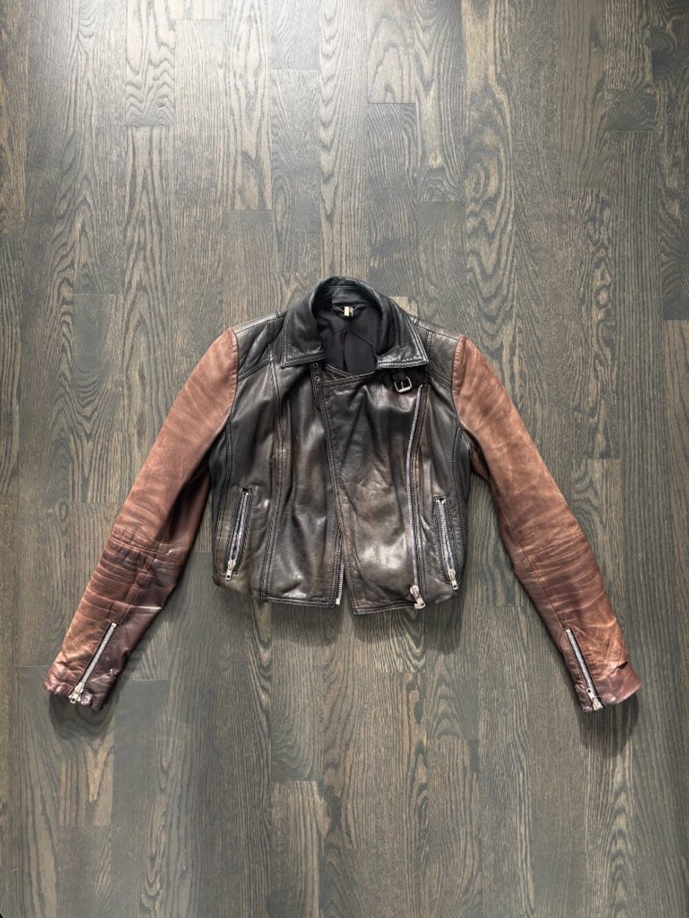 Topshop crop real leather jacket US size 4